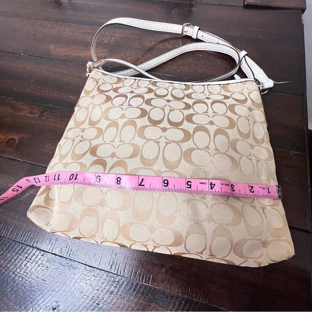 COACH F36378 Signature Classic Brown Leather/Khaki Jacquard Crossbody Bag - Picture 4 of 15